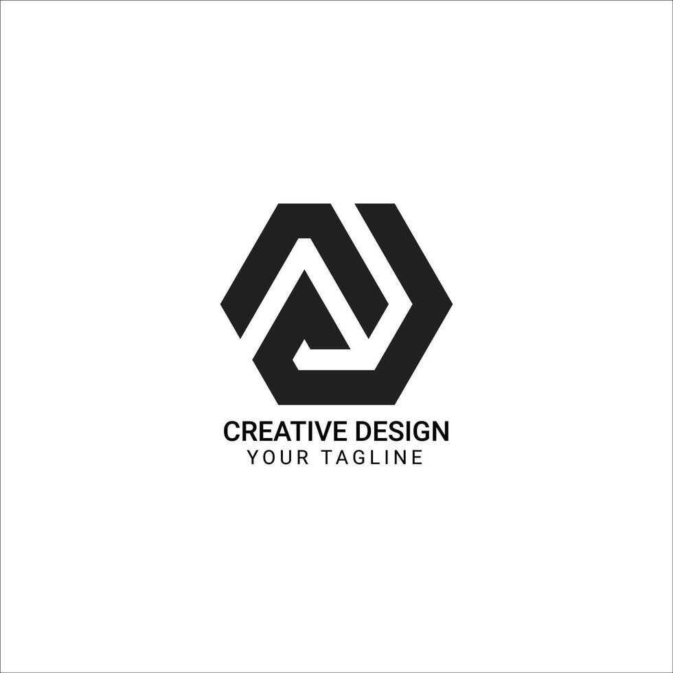 Creative AJ or JA or AD or DA initial flat hexagonal shape pattern modern brand unique logo design vector