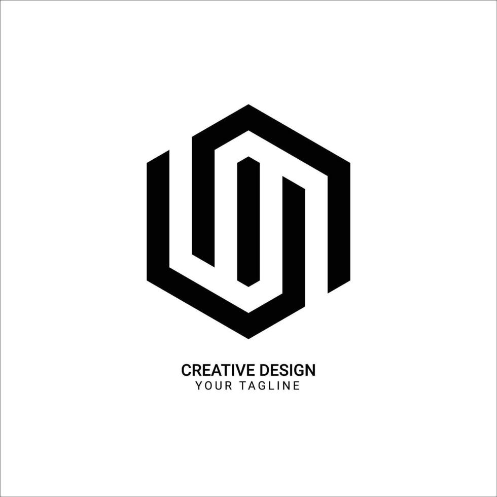 Creative MW or WM initial monogram modern brand hexagonal shape pattern logo design vector