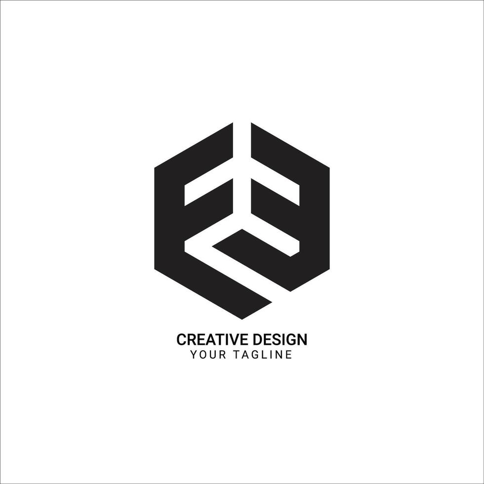 Creative F3 or 3F initial monogram flat hexagonal shape pattern logo design vector