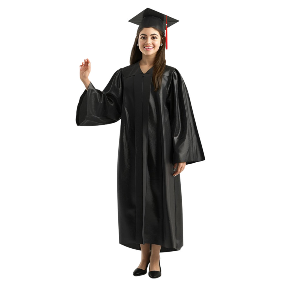 Generated AI Graduate in Black Gown with Cap Transparent Background png