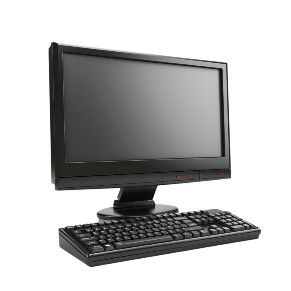 Computer monitor and keyboard isolated on a transparent background png