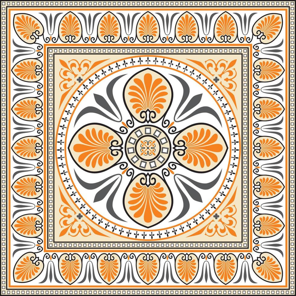 colored square classical ornament of Ancient Greece and Roman Empire. Tile, Arabesque, Byzantine pattern vector