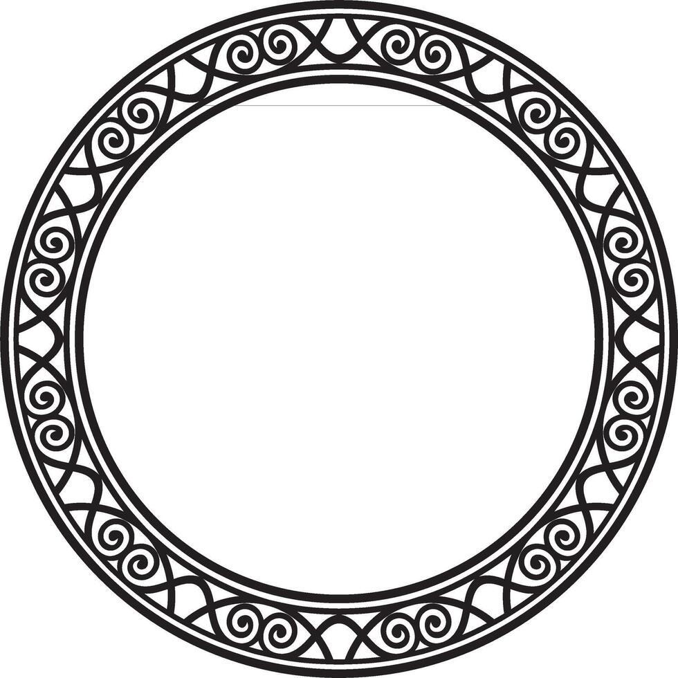 monochrome black round classic renaissance ornament. Circle, ring european border, revival style frame. vector