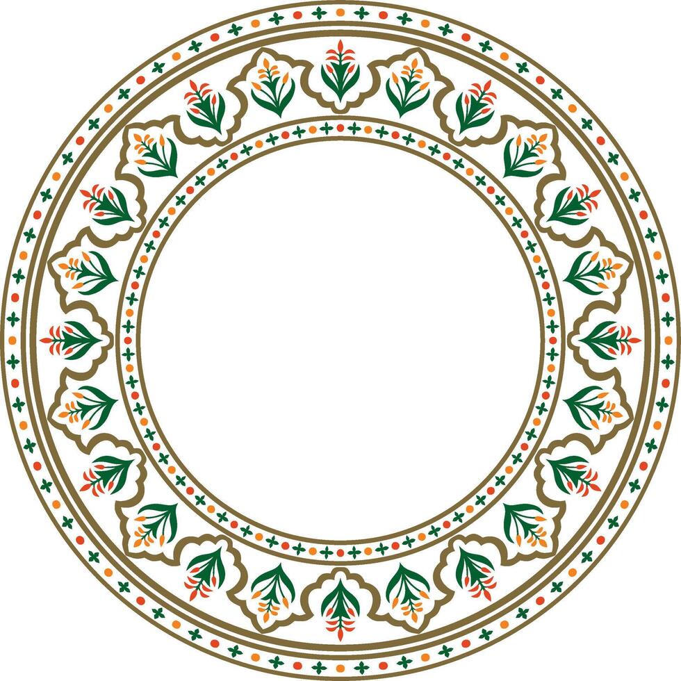 round national colored ornament of ancient Persia. Iranian ethnic circle, ring, border, frame. vector