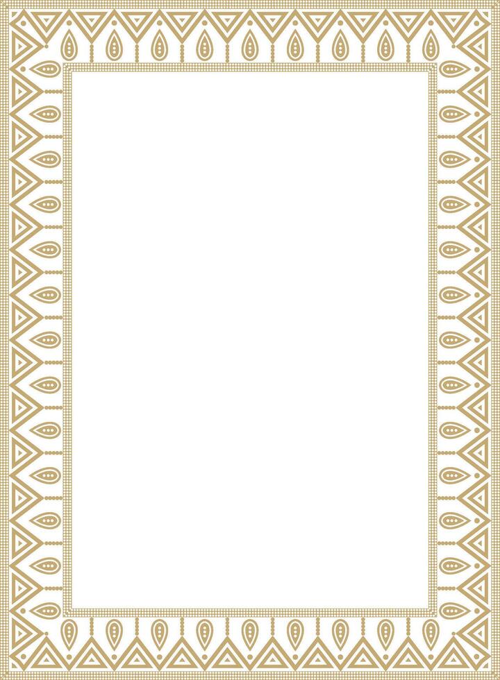 gold native american folk ornament. Square border, frame of the peoples of America, Aztec, Incas, Maya vector