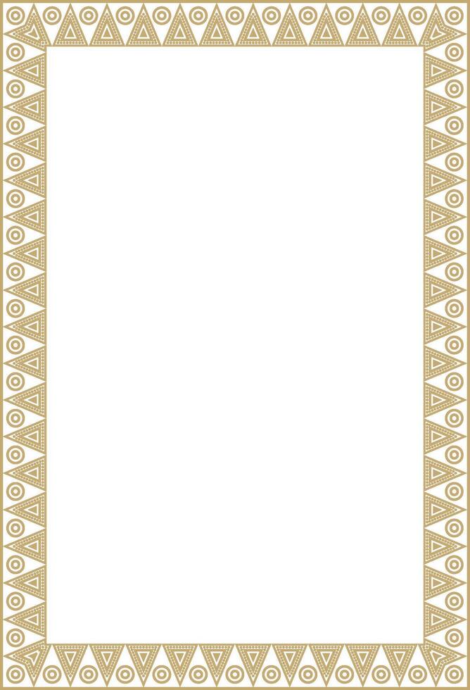 gold native american folk ornament. Square border, frame of the peoples of America, Aztec, Incas, Maya vector