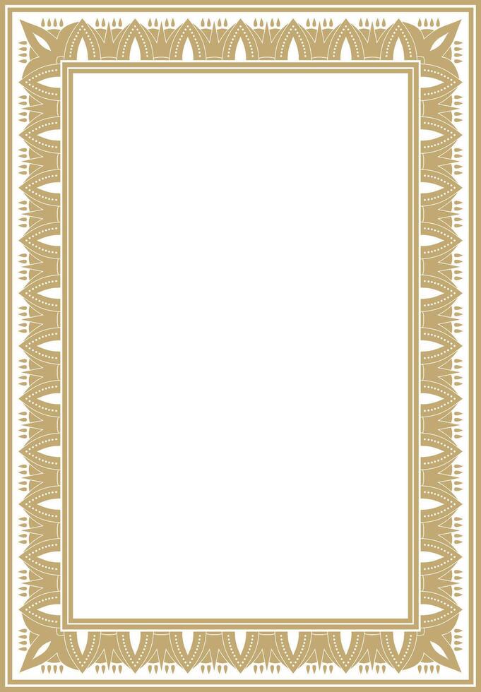 square golden Egyptian ornament. Endless border, ancient Egypt frame. vector