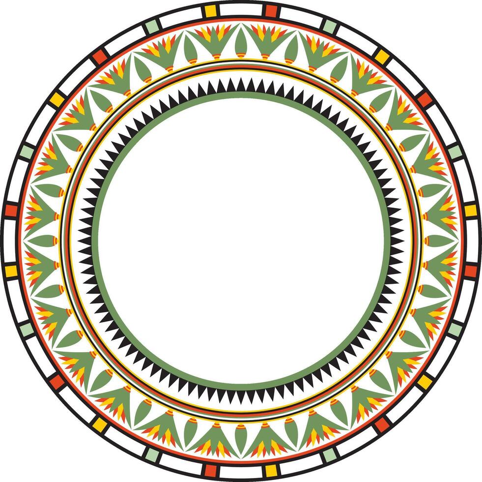 ancient colored Egyptian round ornament. Endless national ethnic border, frame, ring. vector