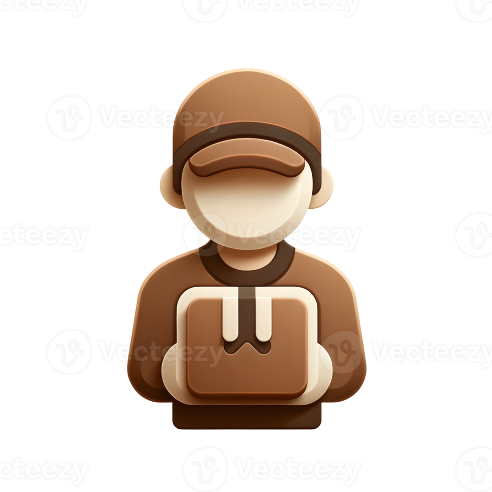 3D Brown Delivery Icon with Parcel Box png