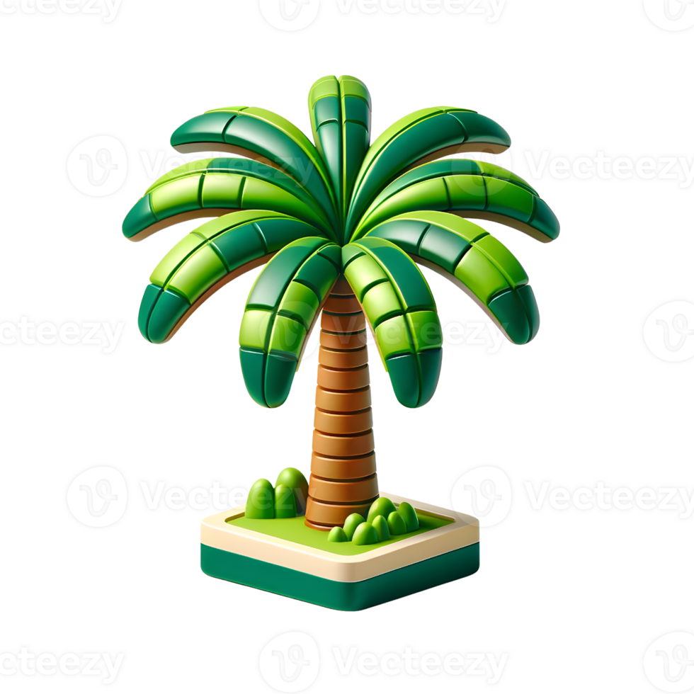 Colorful 3D Palm Tree Icon for Tropical Designs png
