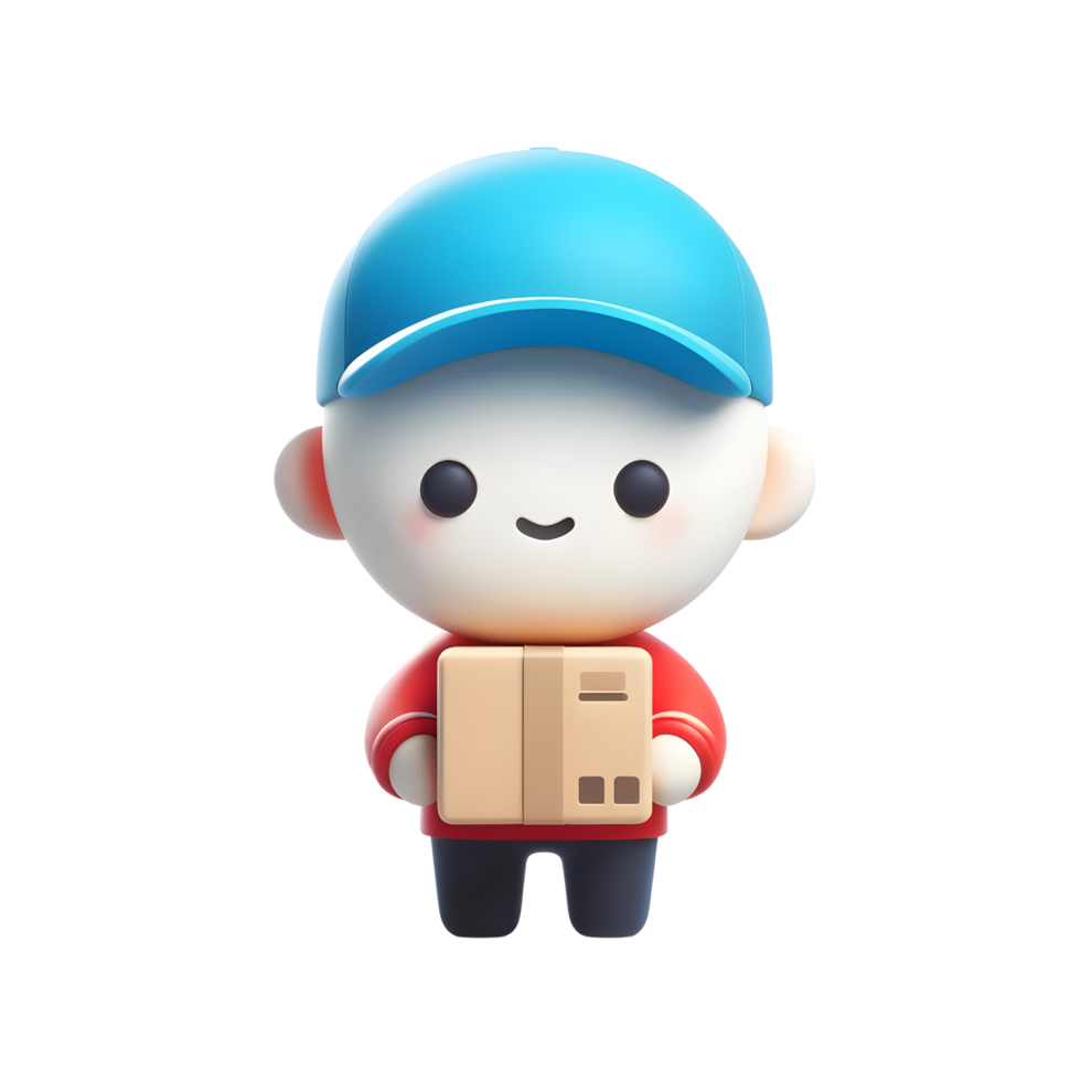 3D Cute Courier Icon Holding Package png