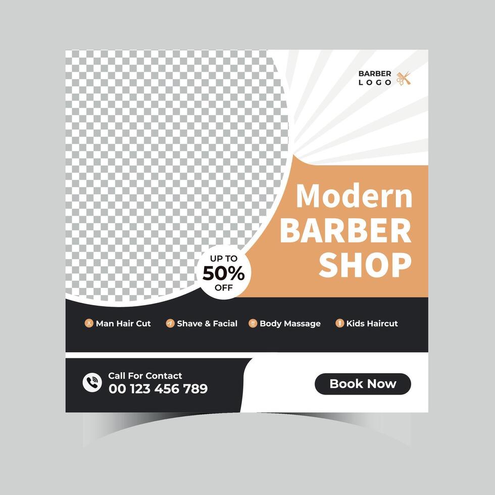 Modern barber shop social media post template vector