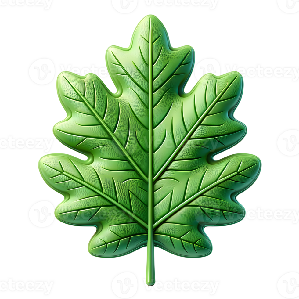 Green Oak Leaf 3D Icon Element png