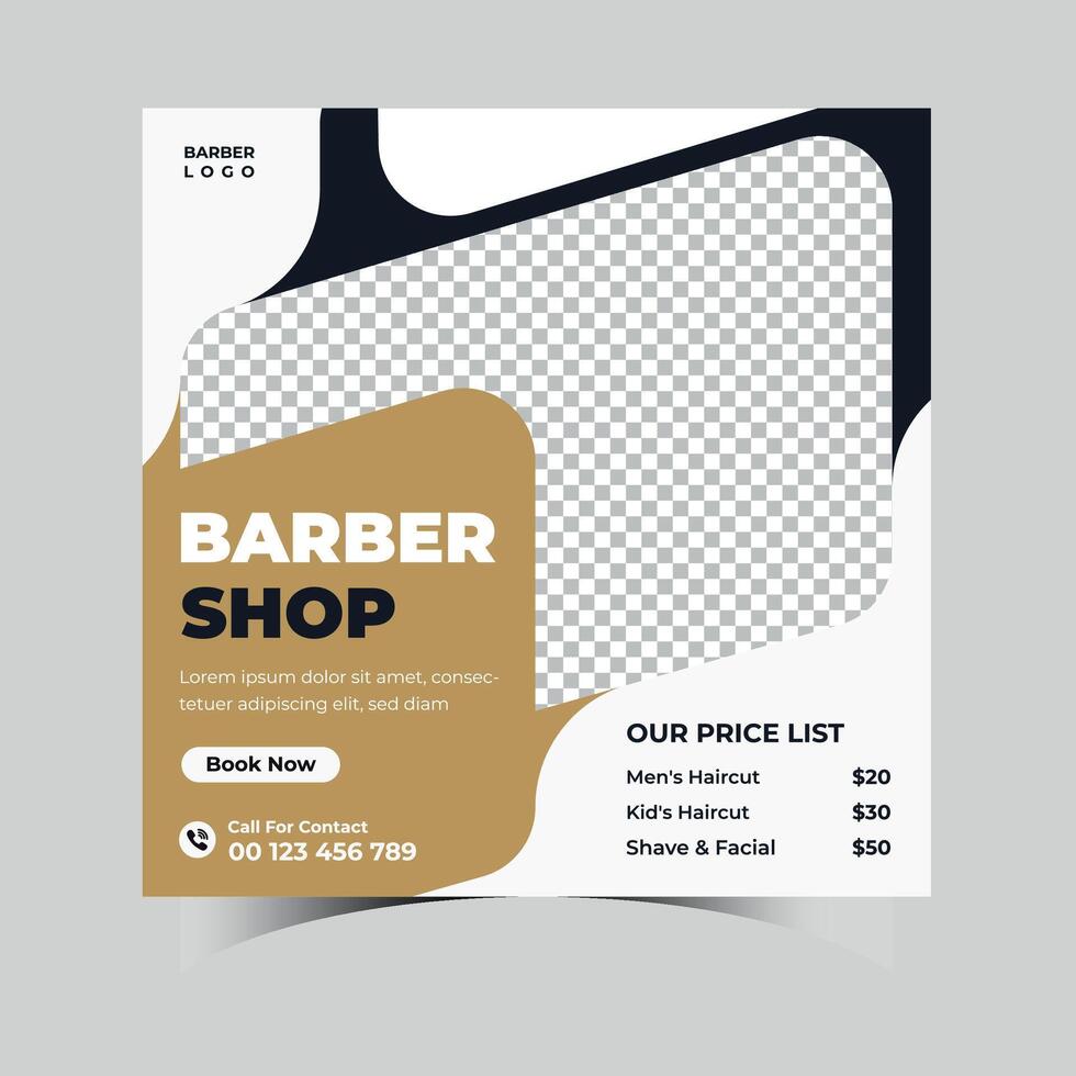 barbershop hair cutting salon social media post template vector