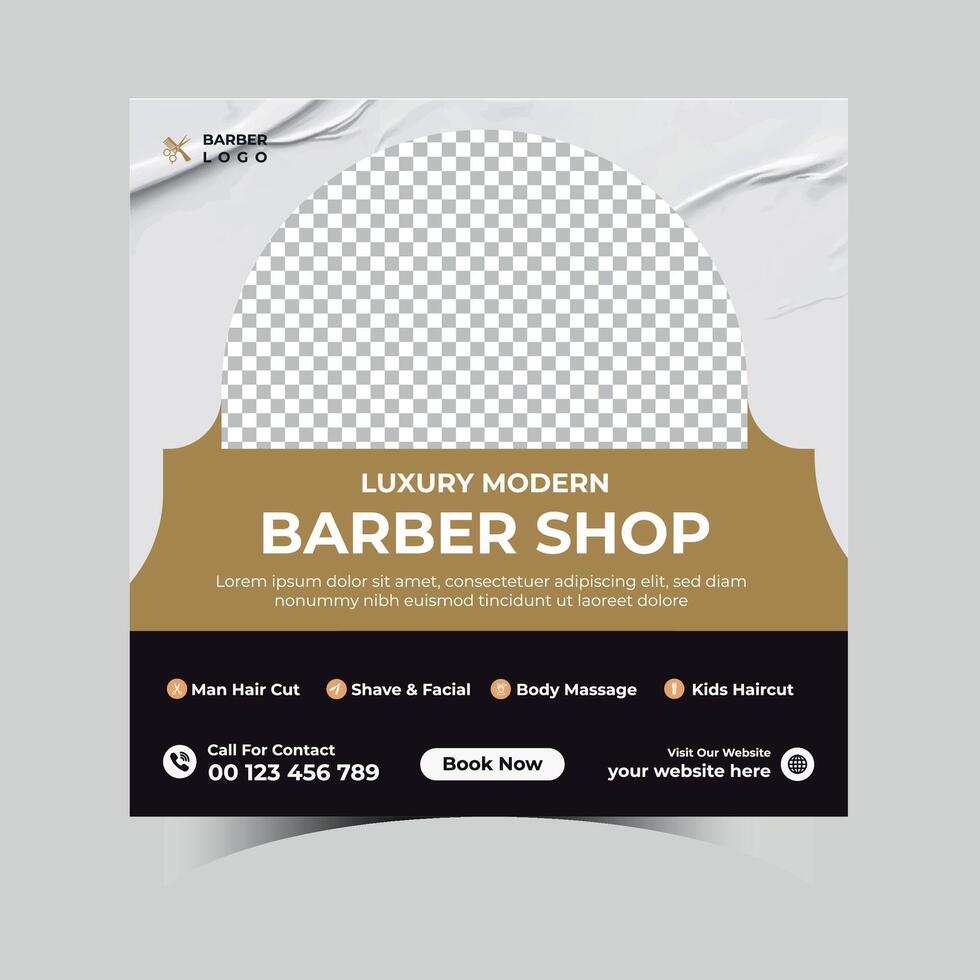 barber shop social media post banner template vector