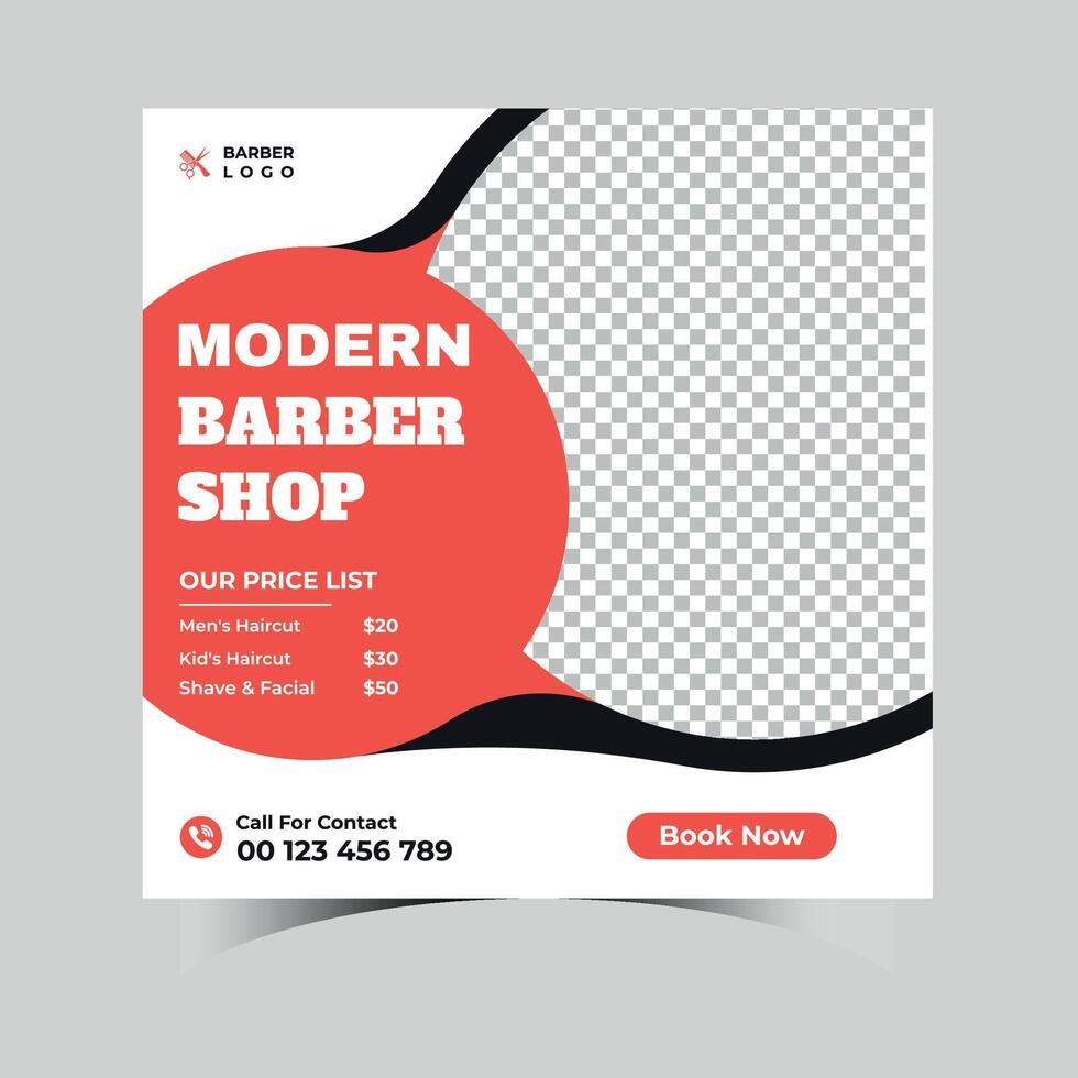 Professional creative barbershop social media design template vector