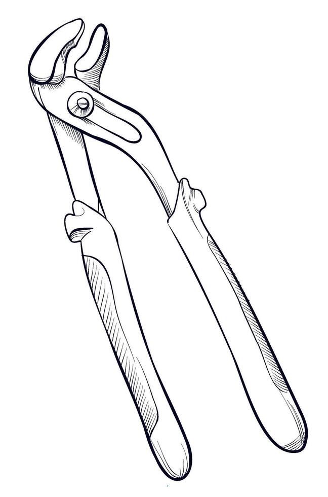 black and white hand-drawn wire cutters vector