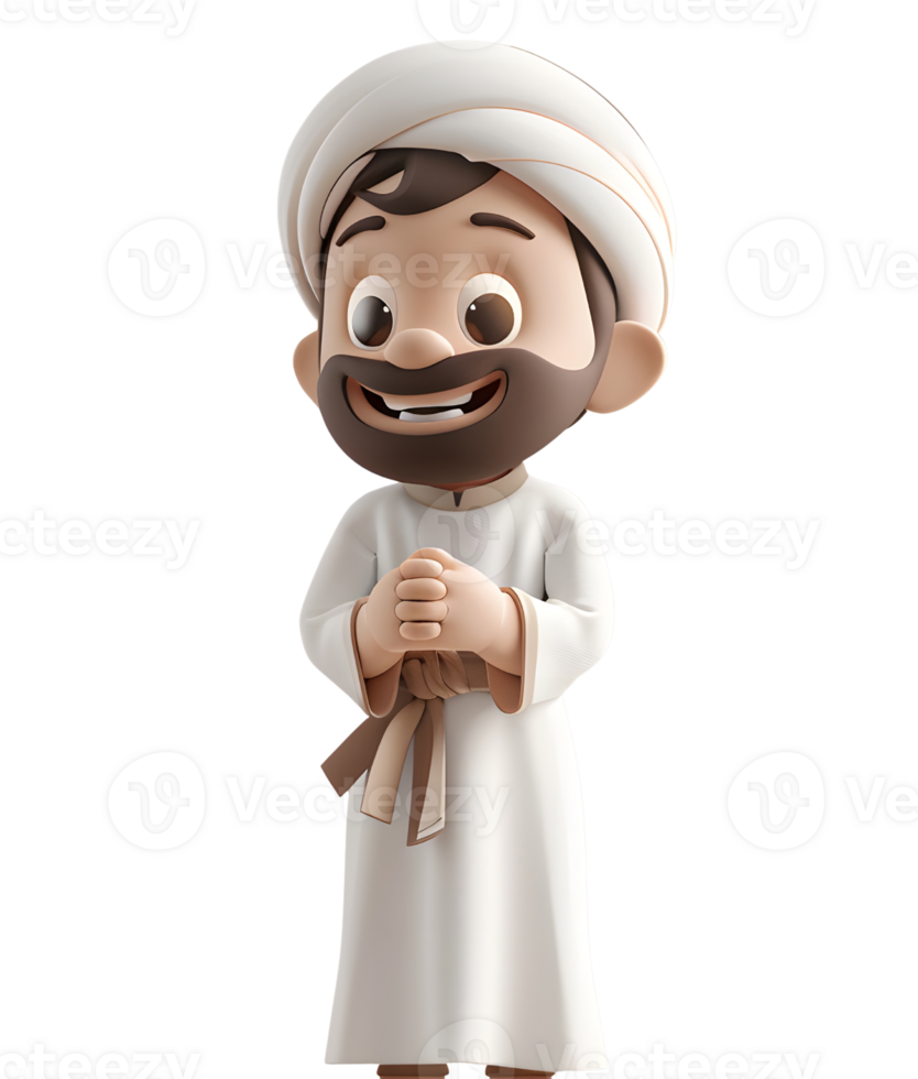 3d man character with beard turban smiling png