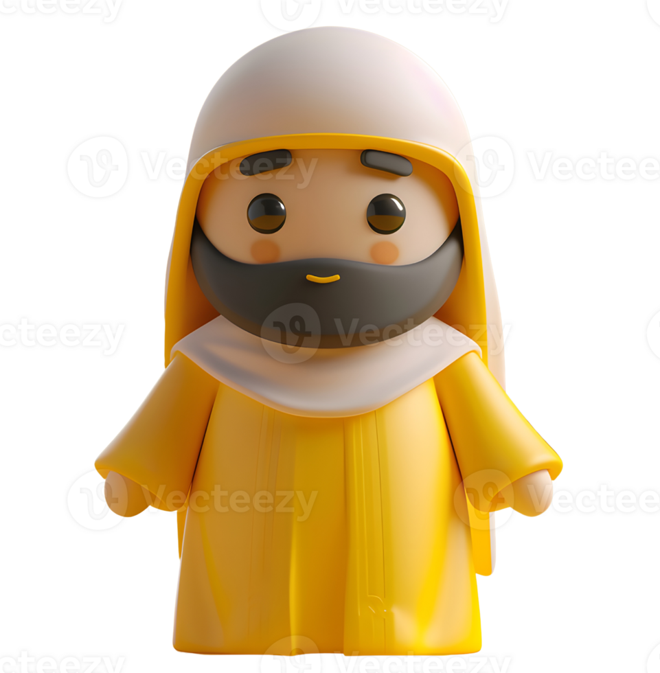 3d character arab man with beard and turban png