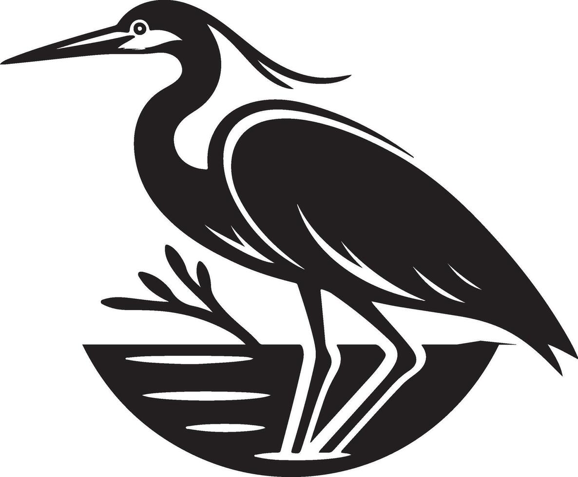 heron bird illustration black vector