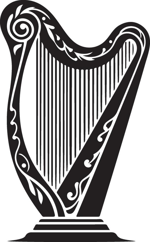 harp silhouette illustration black vector