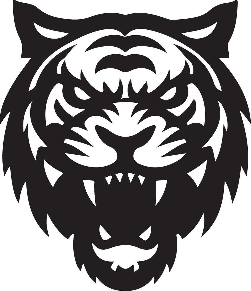 angry tiger face Illustration black vector