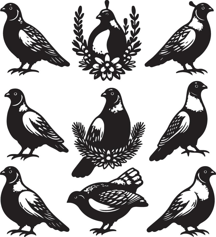 grouse bundle illustration black vector