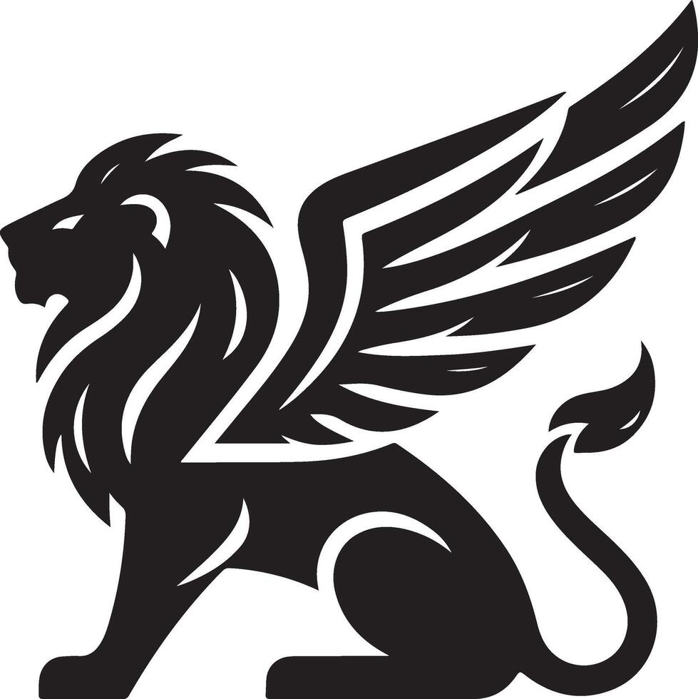 winged lion art illustration vector