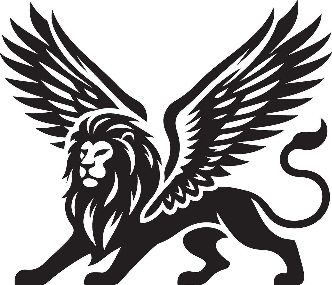 winged lion art illustration vector