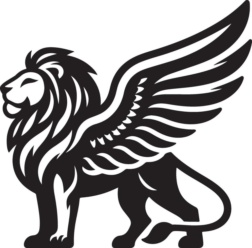 winged lion art illustration vector