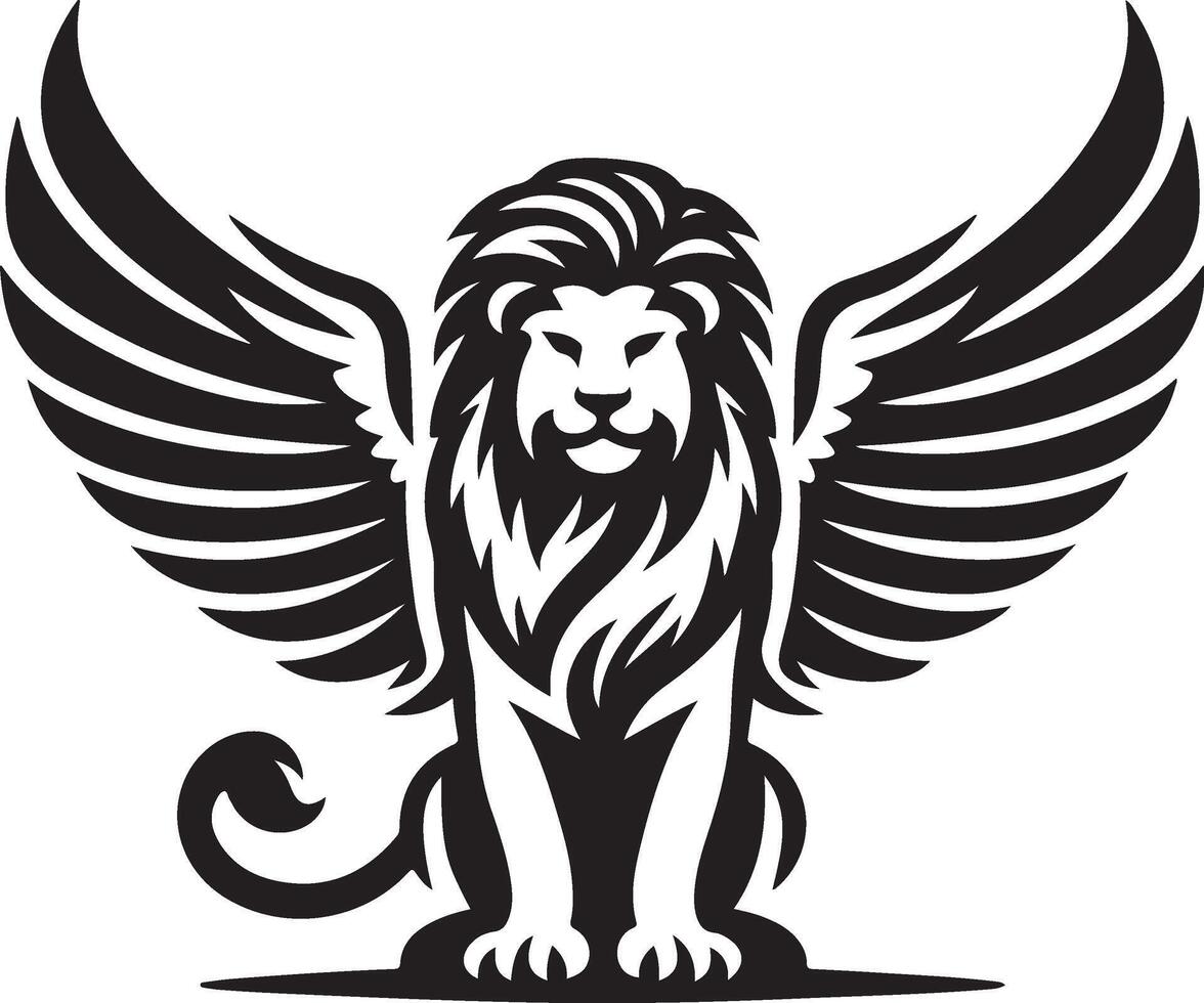 winged lion art illustration vector