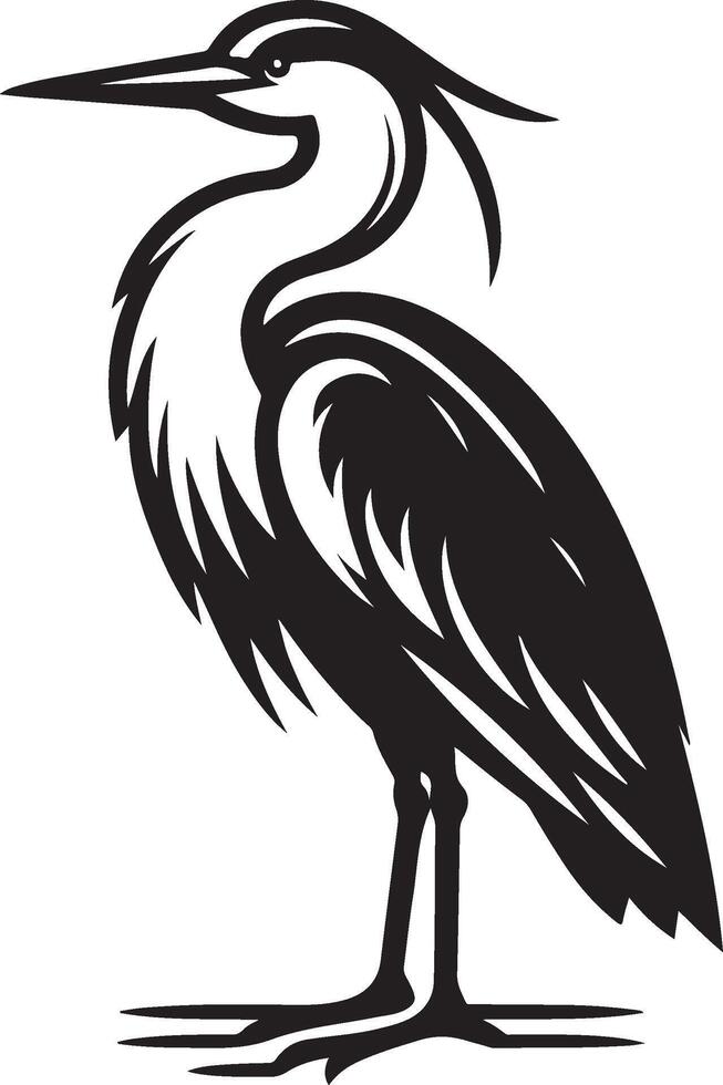 heron bird illustration black vector