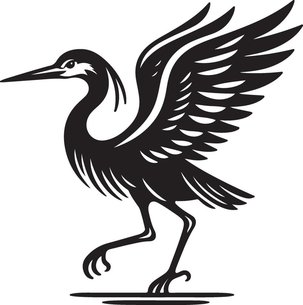heron bird illustration black vector