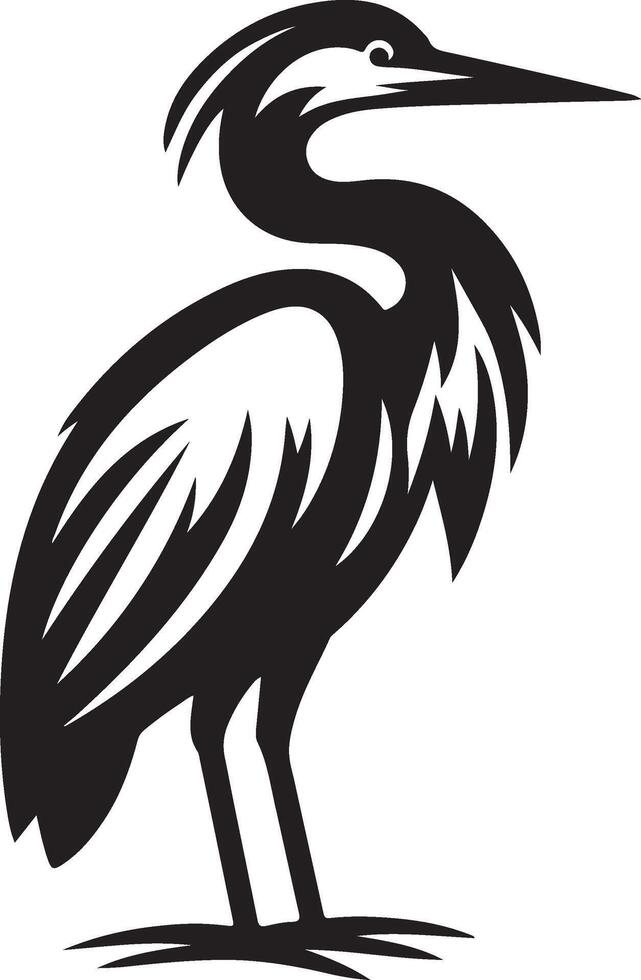 heron bird illustration black vector