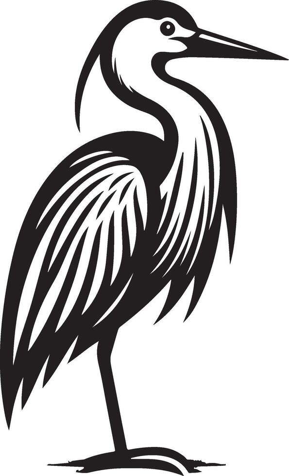 heron bird illustration black vector