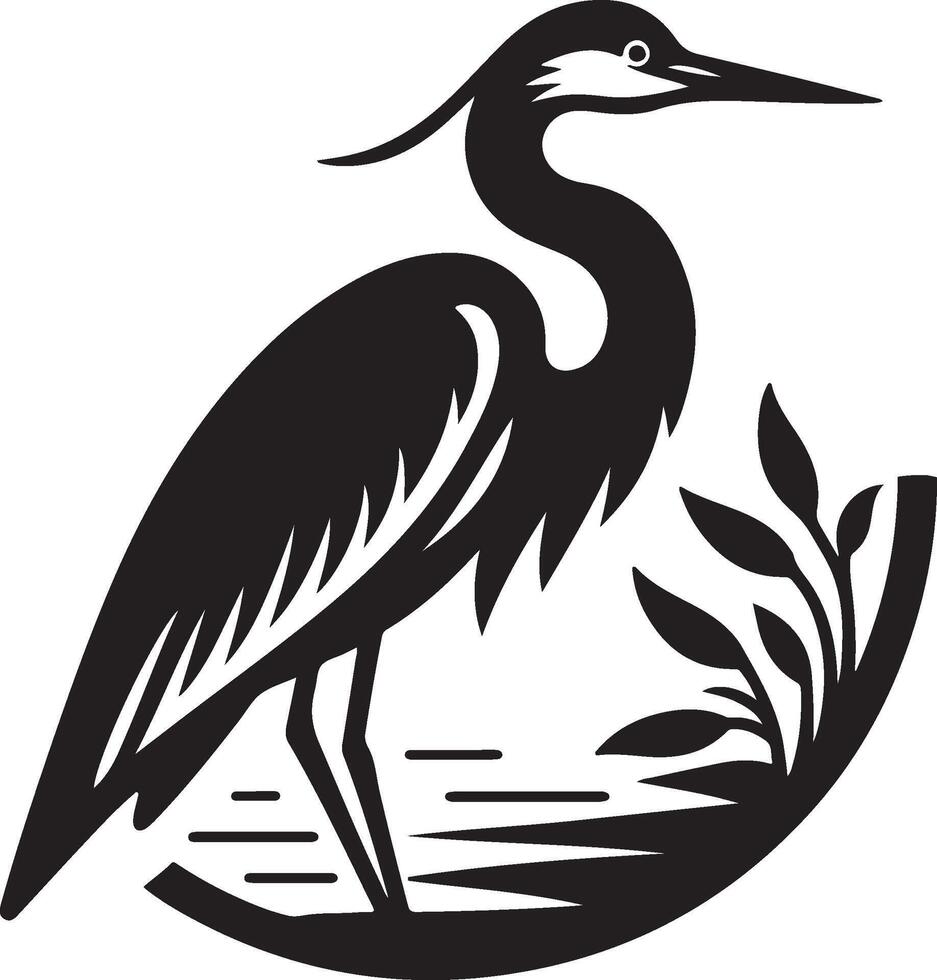 heron bird illustration black vector