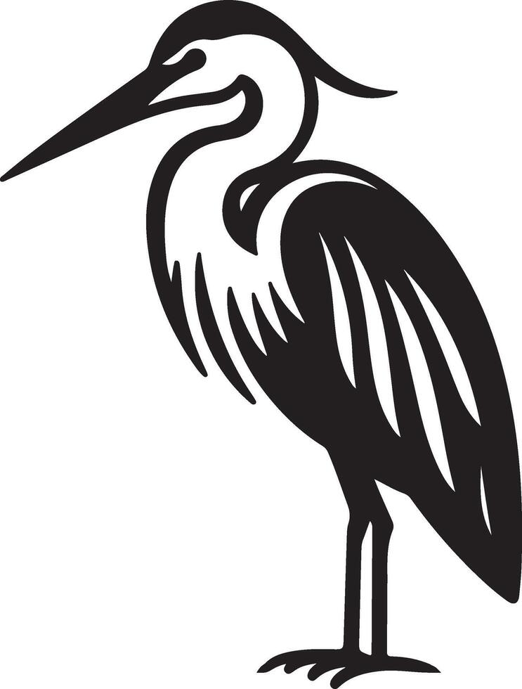 heron bird illustration black vector