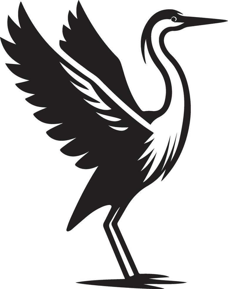 heron bird illustration black vector