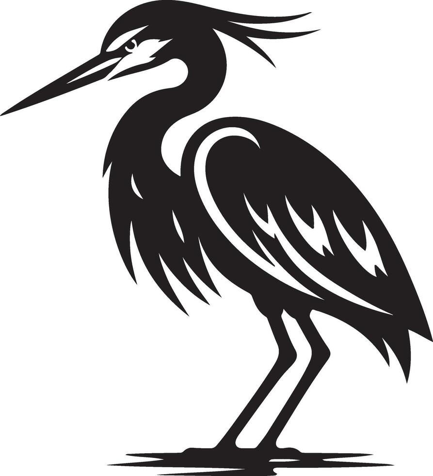 heron bird illustration black vector