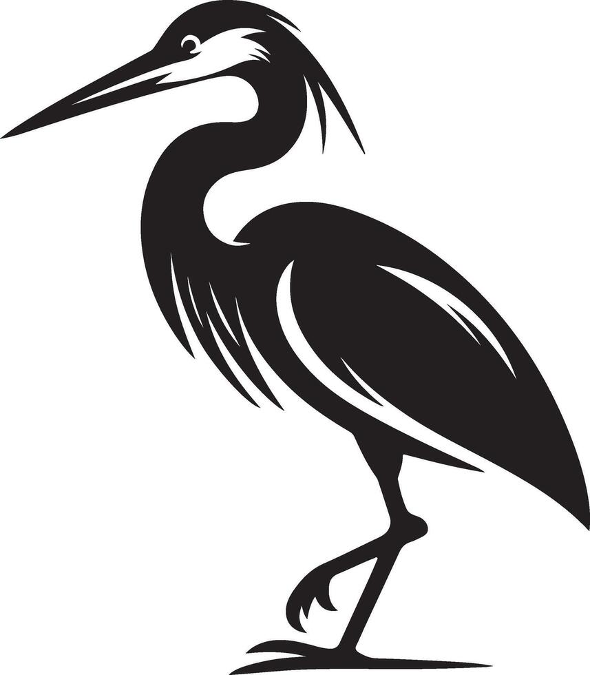 heron bird illustration black vector