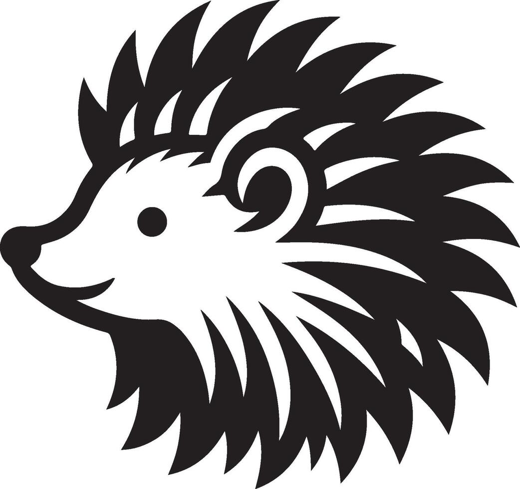 hedgehog head logo black vector
