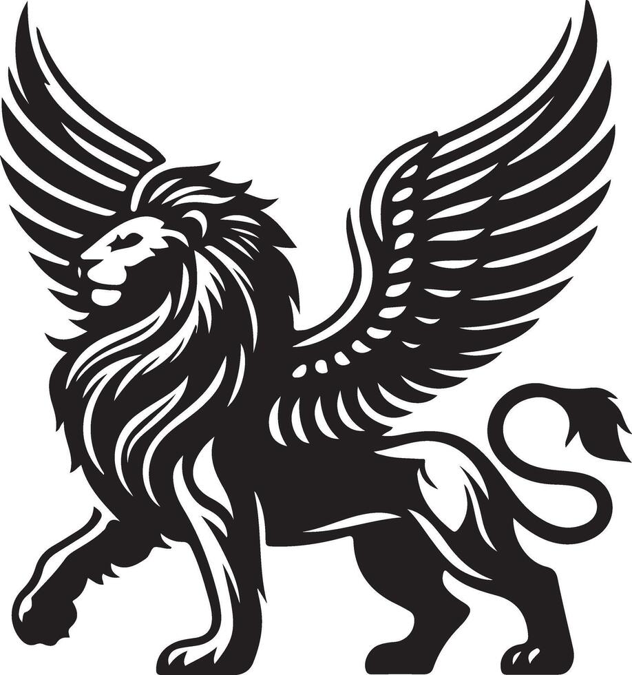 winged lion art illustration vector