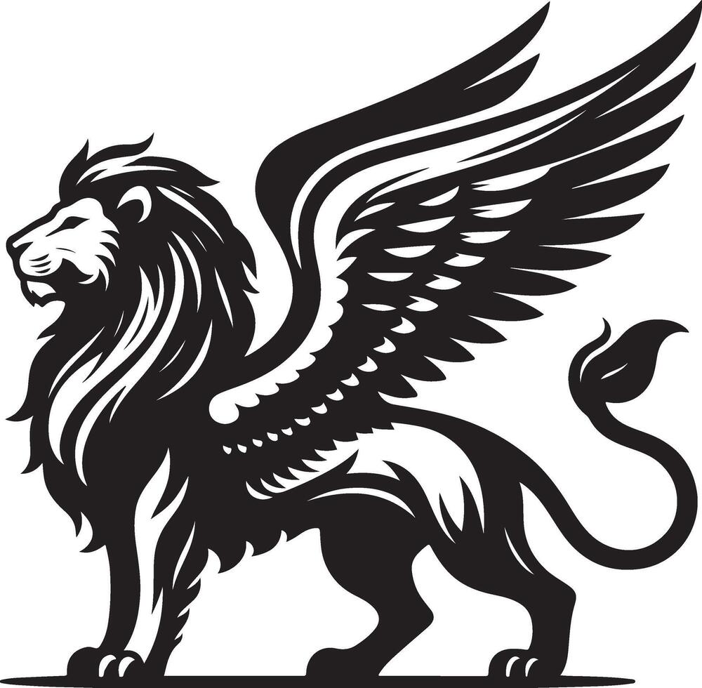 winged lion art illustration vector
