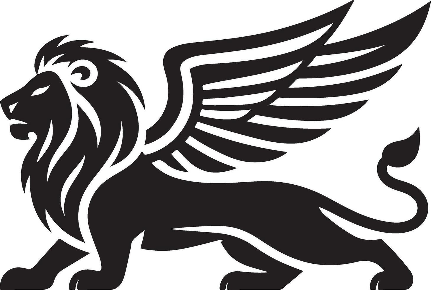winged lion art illustration vector