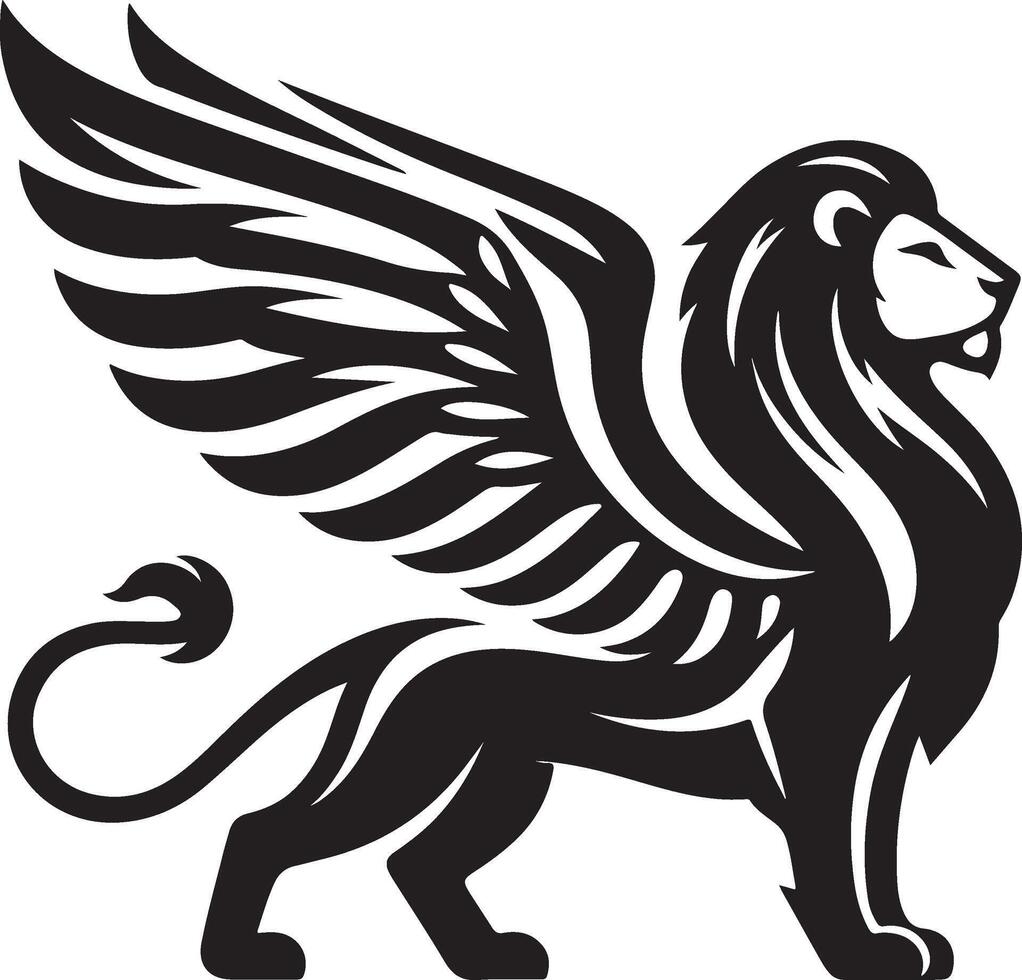 winged lion art illustration vector