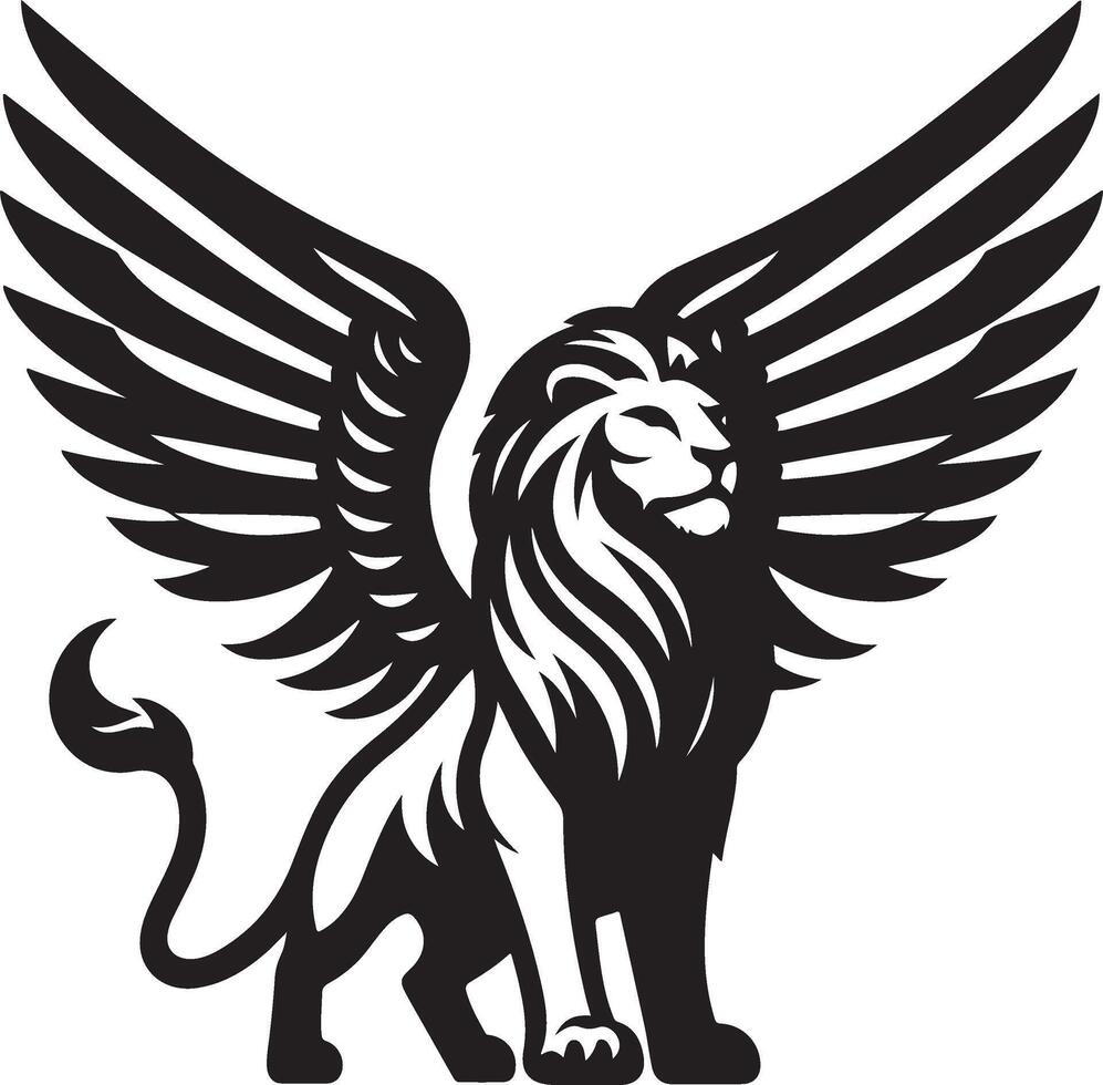 winged lion art illustration vector