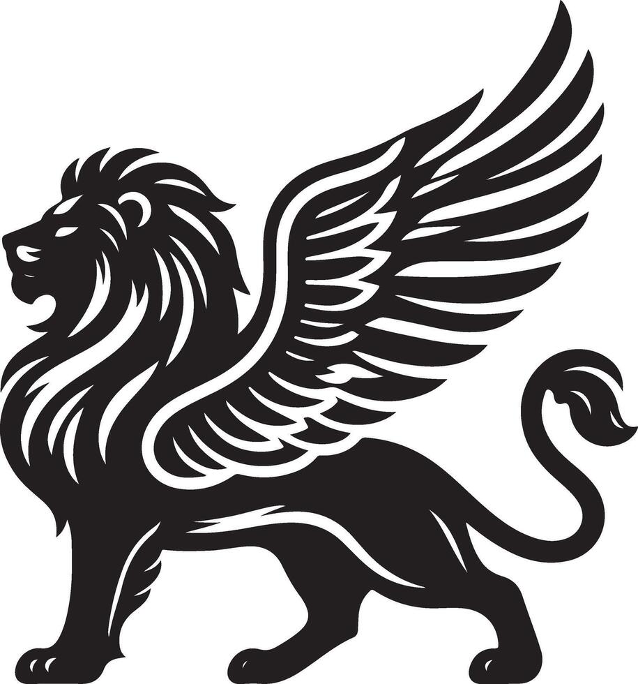 winged lion art illustration vector