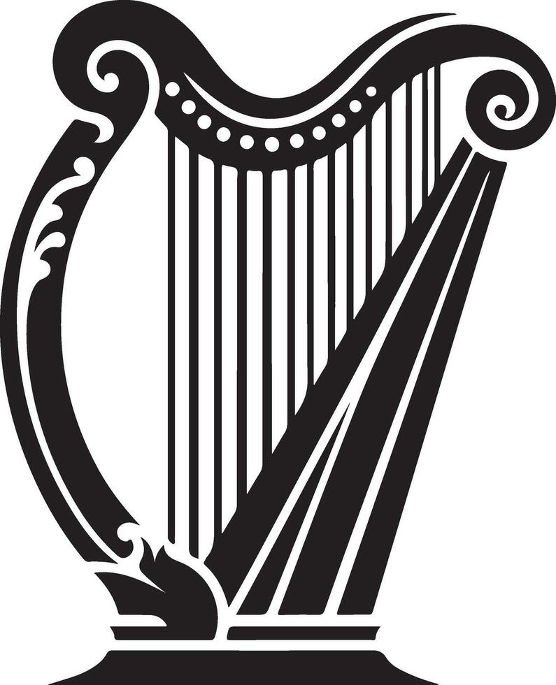 harp silhouette illustration black vector