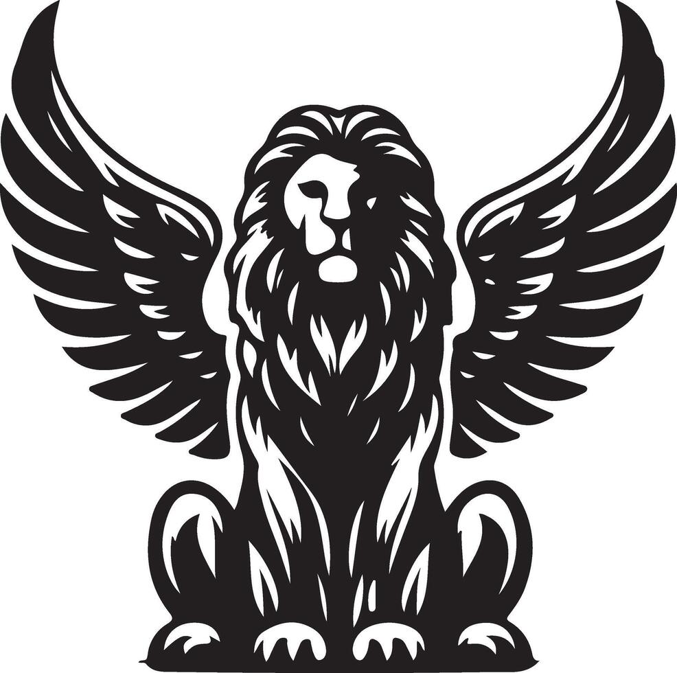 winged lion art illustration vector