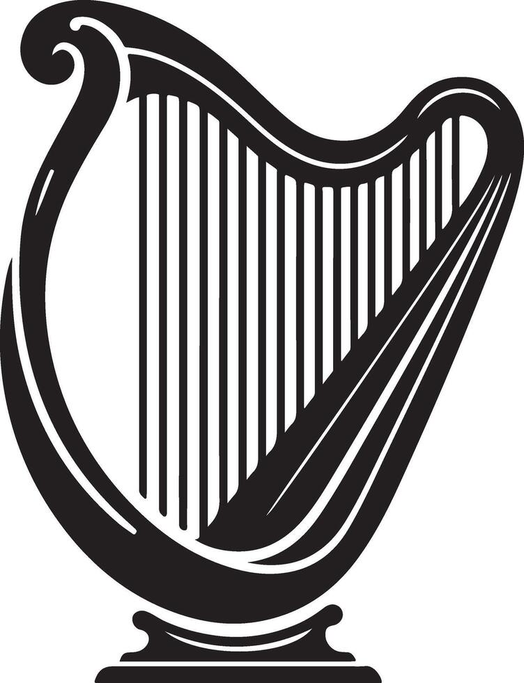 harp silhouette illustration black vector